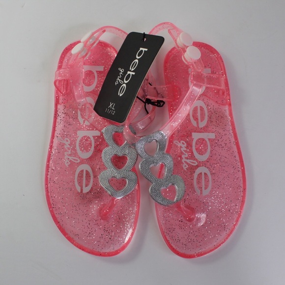 bebe Shoes Bebe Nwt Girls Glittered Pink Jelly Sandals In Size Xl 112 Toddler Poshmark